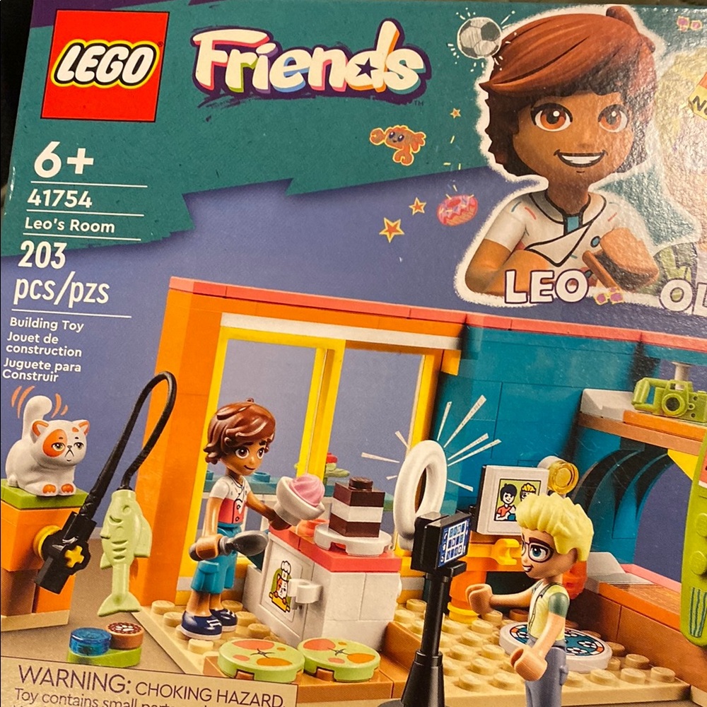 Lego Building Set in Blue and Orange with Colorful Food Elements